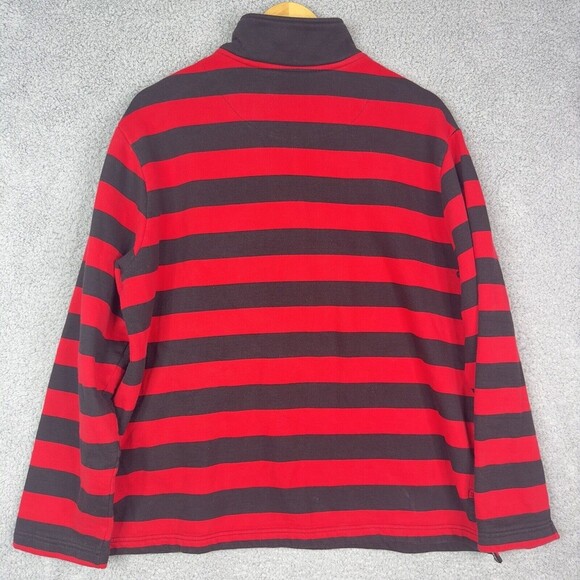 Pacer Sweatshirt Mens 1/4 Zip Red Black Striped Extra Large XL Long Sleeve - Picture 9 of 12